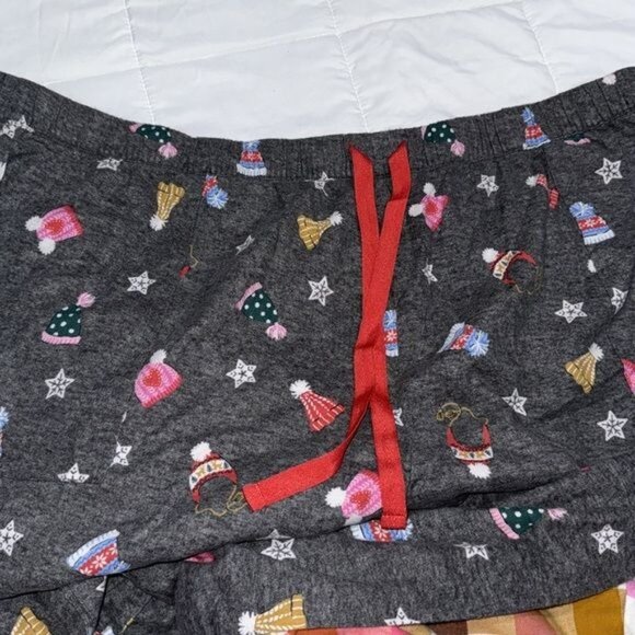Joyspun Womens Pajama Pants 3X Holiday Hat Print Gray Soft & Cozy - Picture 7 of 8